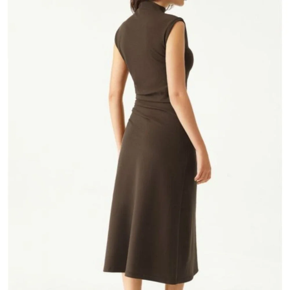 New With Tag OGL Chocolate Brown Sleeveless Midi Dress - Picture 5 of 14